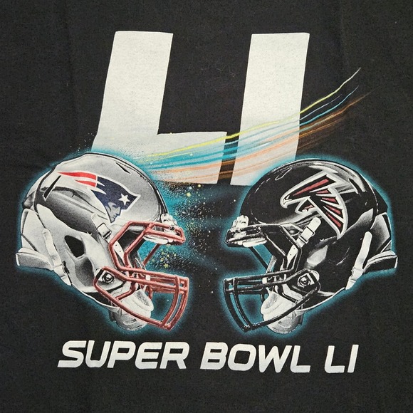2017 Super Bowl LI 51 T-Shirt XL Black Patriots Vs Falcons Tom Brady Y2K Style - Picture 2 of 7